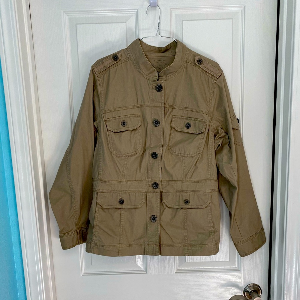 Button front khaki colored jacket